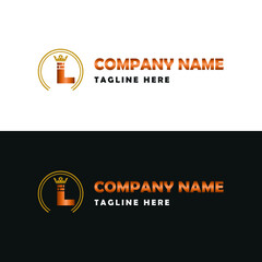 Elegant Construction business Vector Logo concept with Initial L Letter, brick, block and crown element.