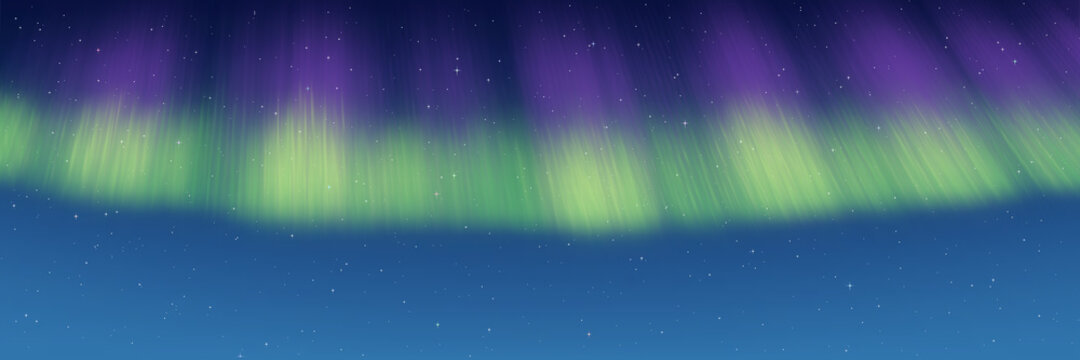 Polar lights, starry sky. Northern landscapes. Vector illustration, EPS10	