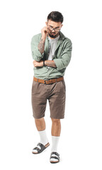 Fototapeta premium Fashionable young man on white background