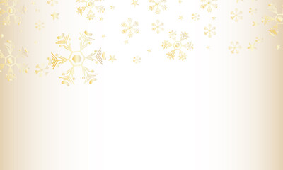 Winter vector background, golden falling snowflakes, for design, use as abstract wallpaper or greeting card, Christmas and New Year.
