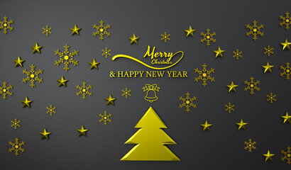 3d rendering of abstract  black background gold and white podium theme premium Christmas and Happy New Year for winter holiday.