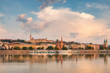 Fototapeta na wymiar Landscape of the Buda side of Budapest at sunset
