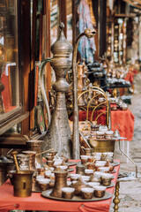 Tradigional girf shops in historical center of Sarajevo, Bascarsija.