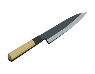 traditional kitchen knife with wooden handle