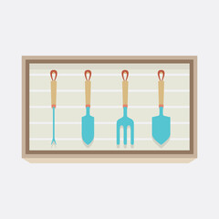 Flat Design Gardening Equipment Box Vector Illustration.