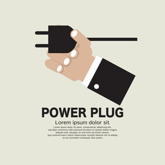 Hand Holding With a Power Plug Cord Vector Illustration.