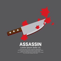 Blood Stained Kitchen Knife Murder Concept Vector Illustration.