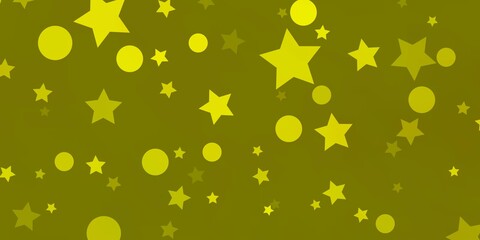Light Yellow vector background with circles, stars.