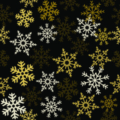 Naklejka na ściany i meble Snowflake seamless pattern. Layered winter season ornate star background. Linear snow flakes repeat ornament for paper wrap, fabric print, wallpaper decor