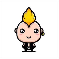 cute punk boy character vector design