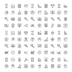 Analytics line icon set.
