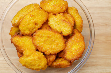 Panamanian sweet corn croquettes or torrejas 