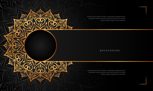Luxury mandala background with floral ornament pattern. Hand drawn gold mandala design. Vector mandala template for decoration invitation, cards, wedding, logos, cover, brochure, flyer, banner.