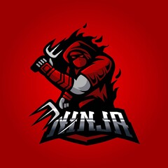 Red Ninja mascot logo design vector with modern illustration