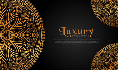 Luxury mandala background with floral ornament pattern. Hand drawn gold mandala design. Vector mandala template for decoration invitation, cards, wedding, logos, cover, brochure, flyer, banner.