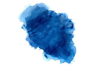 blue watercolor paint of splashes on white.