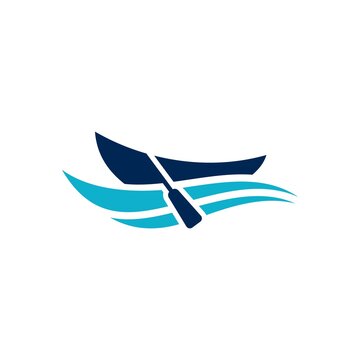 kayak with wave icon or logo template