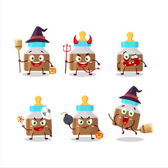 Halloween expression emoticons with cartoon character of baby pacifier with choco milk