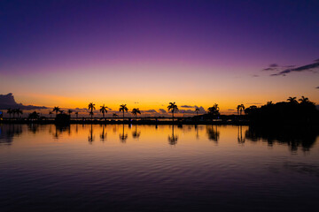 Naklejka premium sunset on the sea from Chetumal, Quintana Roo