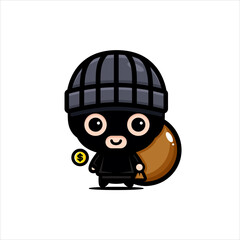 Cute thief character vector design