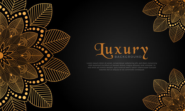 Luxury mandala background with floral ornament pattern. Hand drawn gold mandala design. Vector mandala template for decoration invitation, cards, wedding, logos, cover, brochure, flyer, banner.