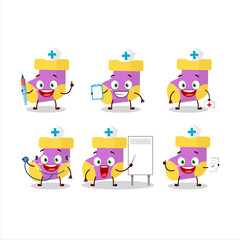 Obraz premium Doctor profession emoticon with baby purple socks cartoon character