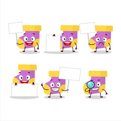 Baby purple socks cartoon character bring information board