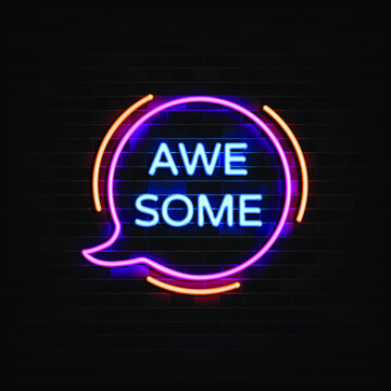 Awesome neon signs vector. Design template neon sign