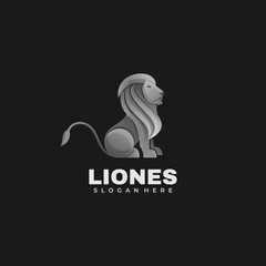Vector Logo Illustration Lion Gradient Colorful Style.