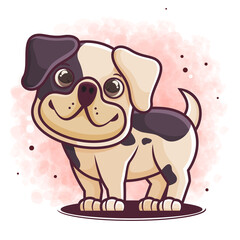 hand drawn cute dog cartoon illustration