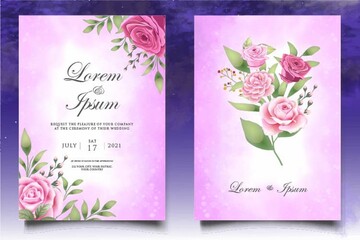 Watercolor wedding invitation design template