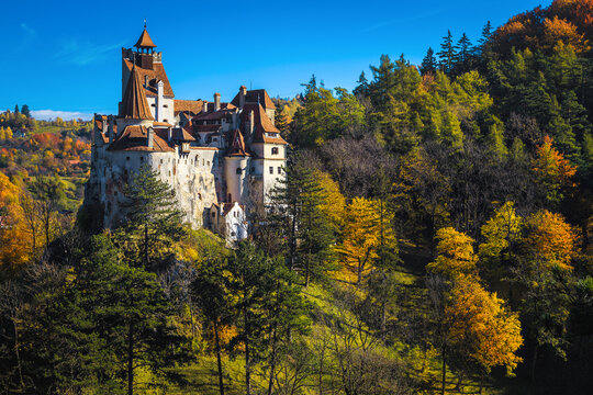 Beautiful medieval castle on the hill, Bran, Transylvania, Romania