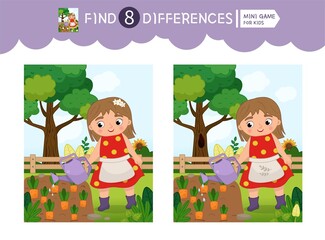 Find differences.  Educational game for children. On the farm collection.