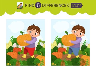 Find differences.  Educational game for children. On the farm collection.