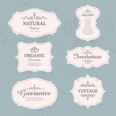 Vector set of calligraphic Vintage labels and frames design elements