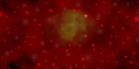 Dark Orange vector layout with bright stars.