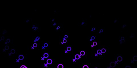 Dark Purple, Pink vector backdrop with woman's power symbols.