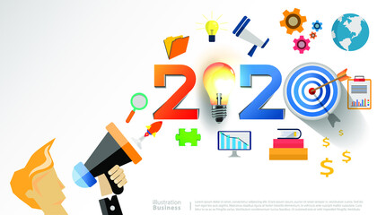 Fototapeta premium Happy new year 2020 background Vector illustration.