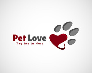 pets love paws print foot step logo symbol design illustration