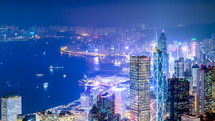 Fototapeta na wymiar Night view from Victoria Peak in Hong Kong