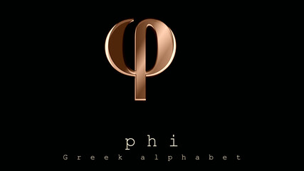 Illustration. Sign, symbol, lowercase letter of the Greek alphabet, 21st. Logo, poster Phi. Simplicity and elegance in the icon in ocher tones and design effects. Twenty one.
