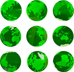Green Watercolor-like Illustration of a round earth