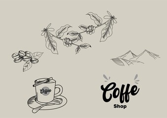hand drawn vector illustration of an coffee set

