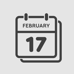 Icon day date 17 February, template calendar page