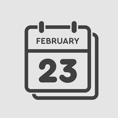 Icon day date 23 February, template calendar page