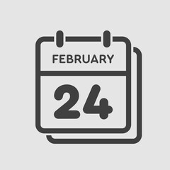 Icon day date 24 February, template calendar page