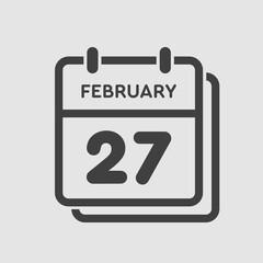 Icon day date 27 February, template calendar page