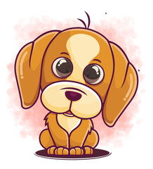 hand drawn cute dog cartoon character sitting illustration