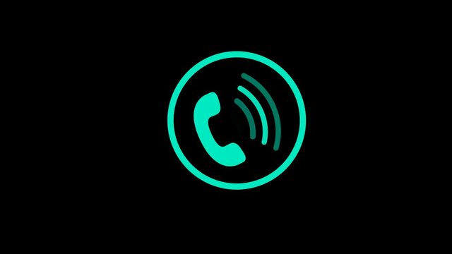 Best cyan color phone calling animation on black background, New phone call