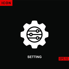 Icon setting menu with cog wheel. Flat, glyph or filled vector icon symbol sign collection for mobile concept and web apps design.
